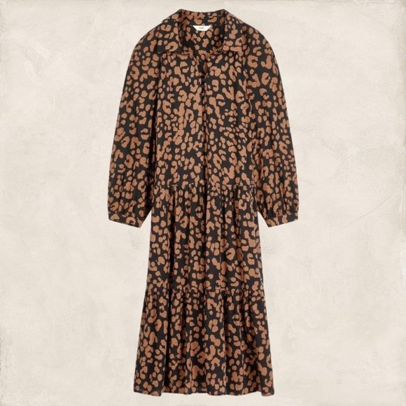 Hush Lena Womens Brown Slouchy Oversize Animal Print Dress Pockets UK 4 plus - Picture 3 of 5